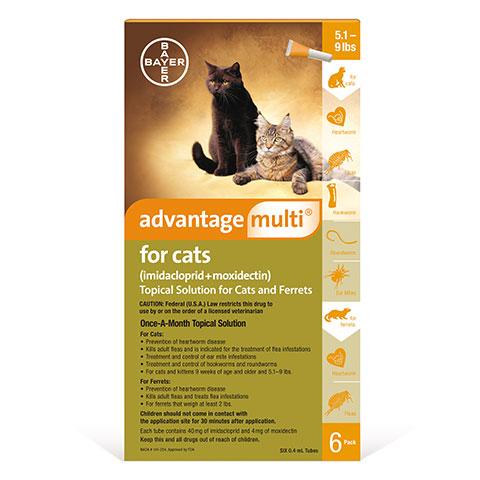 Advantage Multi Topical Solution for Cats, 5.1 - 9 lbs, 6 treatments