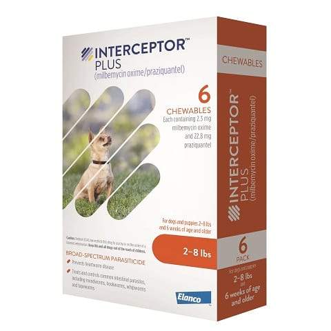 RX - Interceptor Plus for Dogs, 2-8 lbs, 6 Doses
