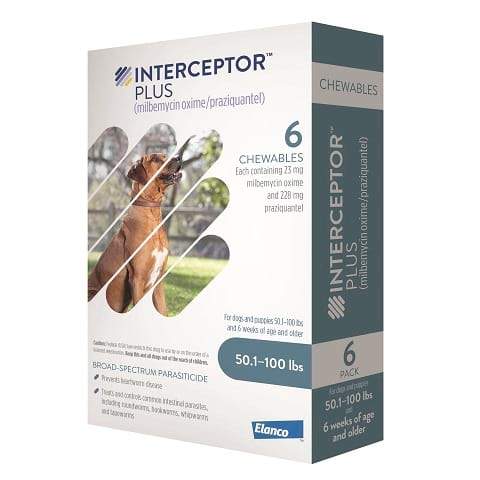 RX - Interceptor Plus for Dogs, 50.1-100 lbs, 6 Doses
