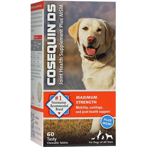 Nutramax Cosequin Maximum Strength (DS) Plus MSM Chewable Tablets Joint Health Supplement for Dogs 60 Count