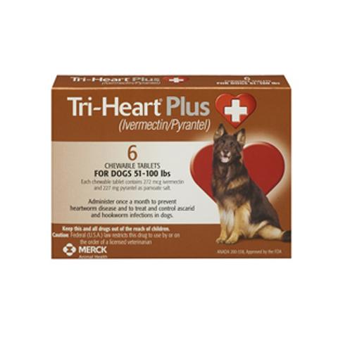 RX - Tri-Heart Plus for Dogs 51-100 lbs, 6 Treatments